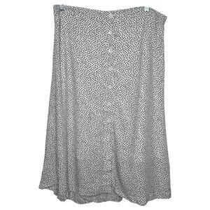 Old Navy White Black Abstract Polka Dot Button Front Lined Midi Skirt XL